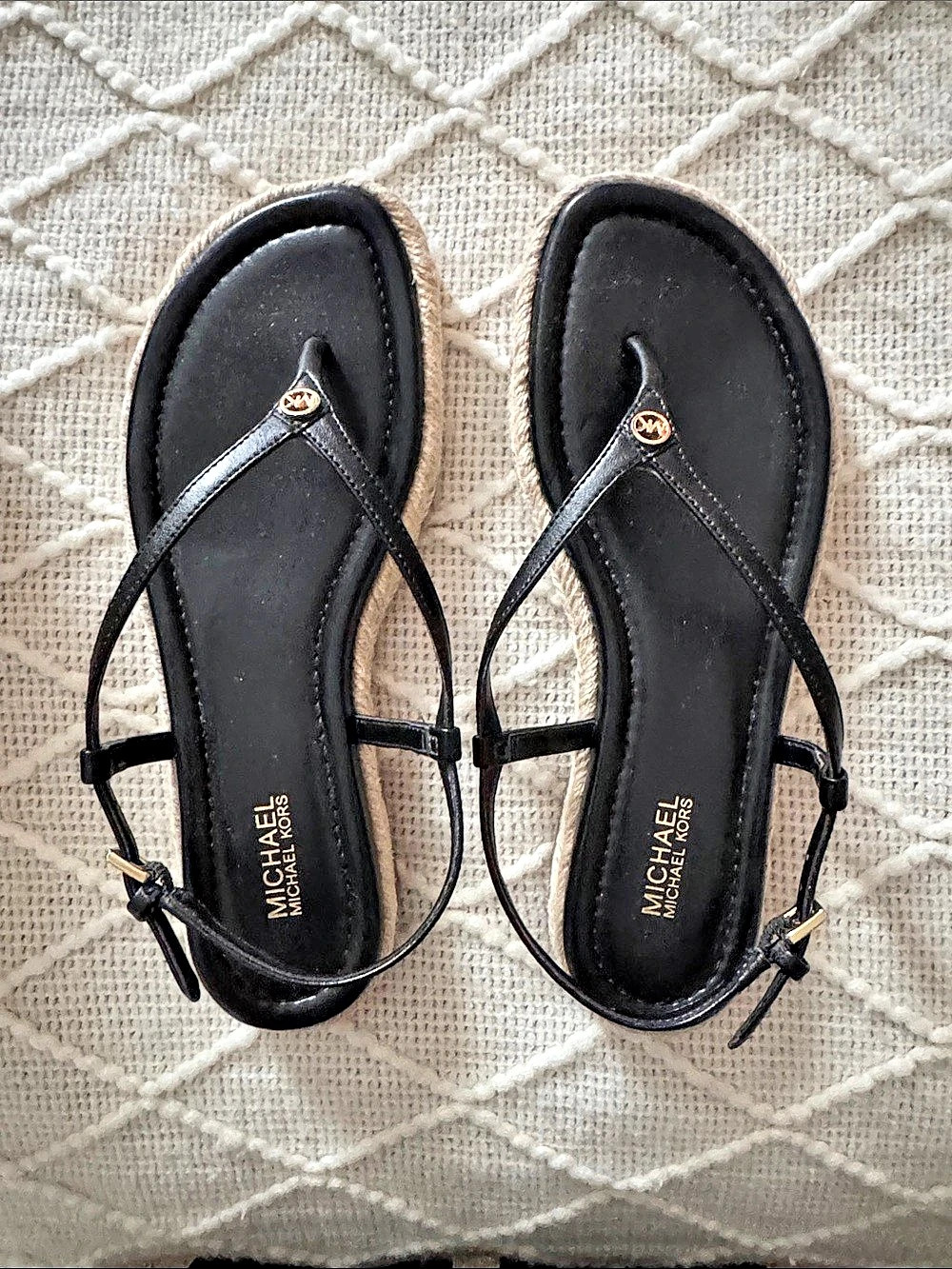 Michael Kors Laney Thong Wedge Espadrille Sandal Black